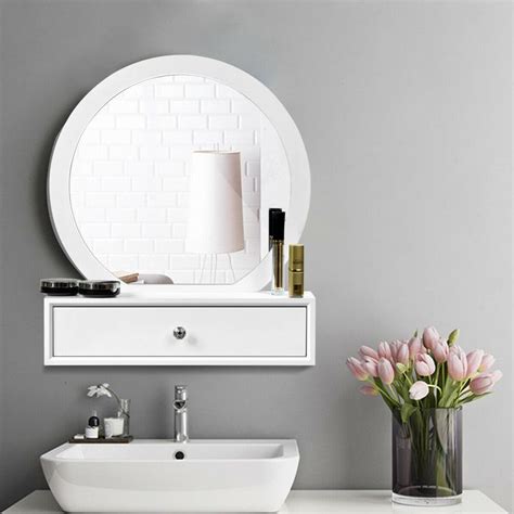 Makeup Dressing Wall Mounted Vanity Mirror With 2 Drawer With Images