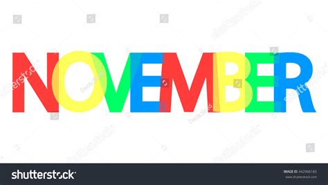 November Word Design Background Colorful Text Stock Vector Royalty