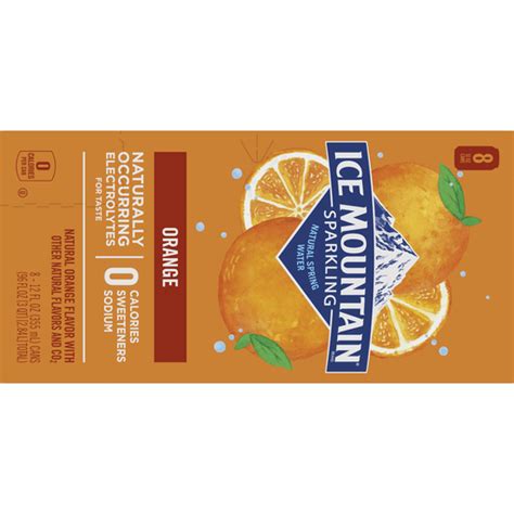 Ice Mountain Sparkling Water Orange 12 Oz Cans 8 Count Sparkling