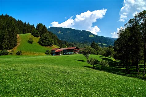 germany, Scenery, Houses, Mountains, Grasslands, Sky, Trees, Obernau