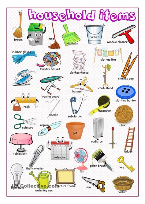 Household Items Picture Dictionary Learn English English Language