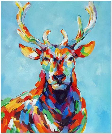 Denn sie erinnern uns an freiheit, demut vor der natur und liebe zu allen geschöpfen. Signiert handbemalt impressionistischen Hirsch Ölgemälde ...