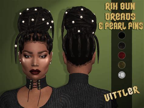 Rih Bun And Dreads With Pearl Pins Ts4 Vittler Universe