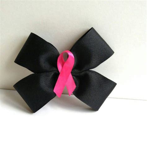 Black Breast Cancer Awareness Hair Bow Pink Awareness Ribbon