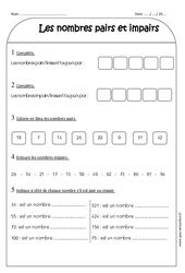 Exercice Pair et impair : 2eme Primaire