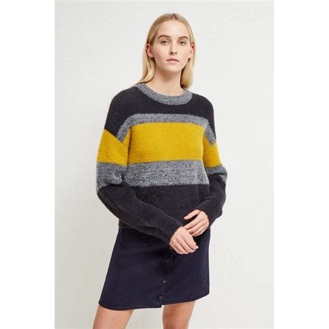 French Connection Rufina Knits Stripe Jumper In Dark Grey
