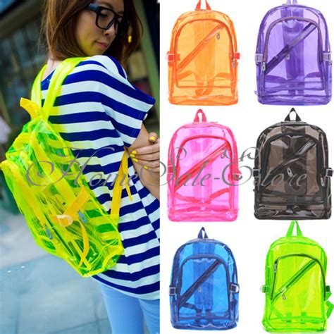 Women Fashion Transparent Clear Backpack Plastic Student Bag School Bag