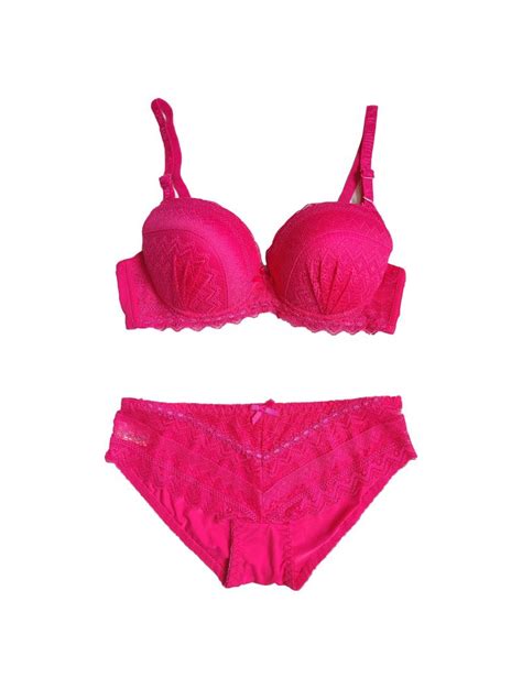 Zimisa Hot Pink Lace Design Pushup Bra And Panty Set Buy Bras Panties Nightwear Swimwear