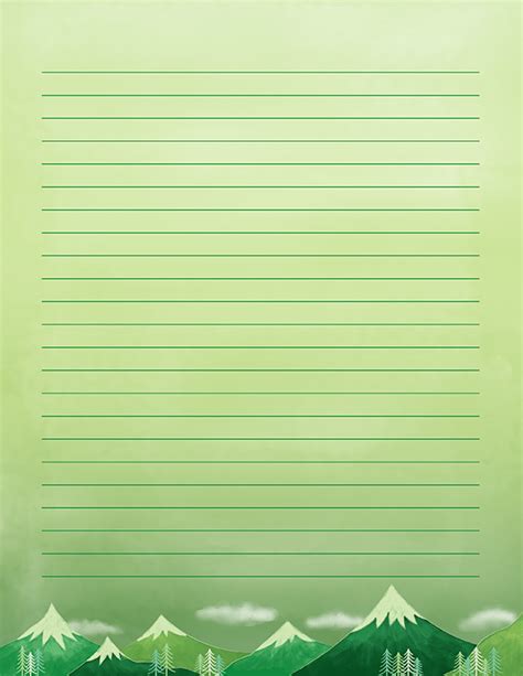 Free Printable Green Landscape Stationery In  And Pdf Formats The