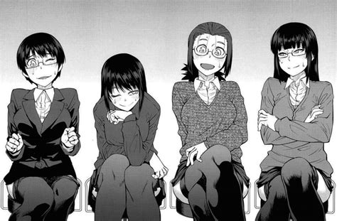Shimimaru Original Highres 4girls Black Hair Blush Crossed Legs Dildo Embarrassed