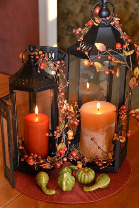 Dress up your lantern with a pretty fall swag. 59 Fall Lanterns For Outdoor And Indoor Décor - DigsDigs