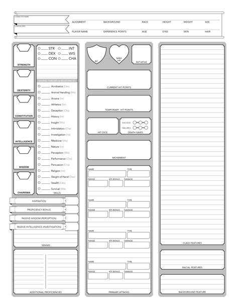 Dandd 5e Character Sheet Printable