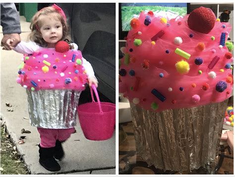 halloween diy cupcake costume i used a lampshade suspenders pencil grippers pom poms tin