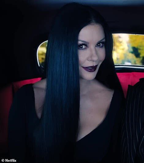 First Look At Catherine Zeta Jones Spooky Transformation To Morticia