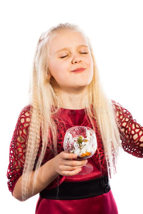 Beautiful Blonde Girl Eating Dessert Stock Image Image Of Female