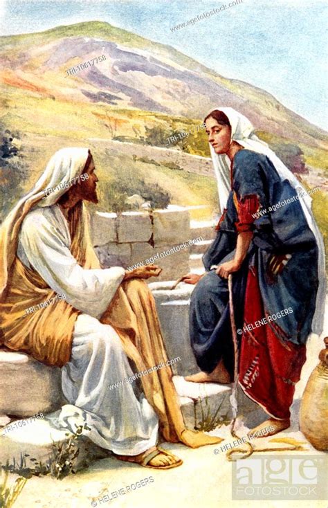 Painting Of The Woman Of Samaria Which Shows The Samaritan Woman At A Well With Jesus Painted By