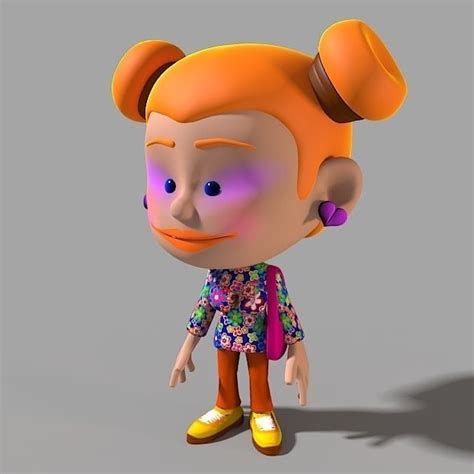 Cartoon Character Funny Girl 3d Model Animated Rigged Max