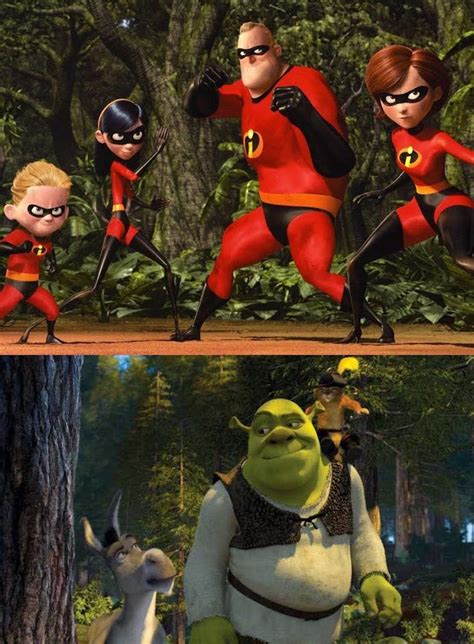 Shrek Donkey And Puss Meet The Incredibles By Darkmoonanimation On