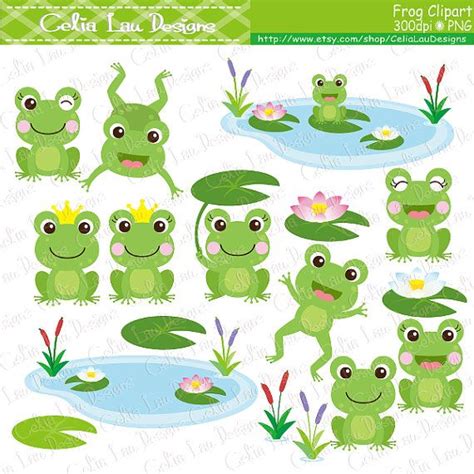 Digital Clip Art Digital Paper Frog Theme Frog Drawing Frog Art Cat Tail Cute Frogs