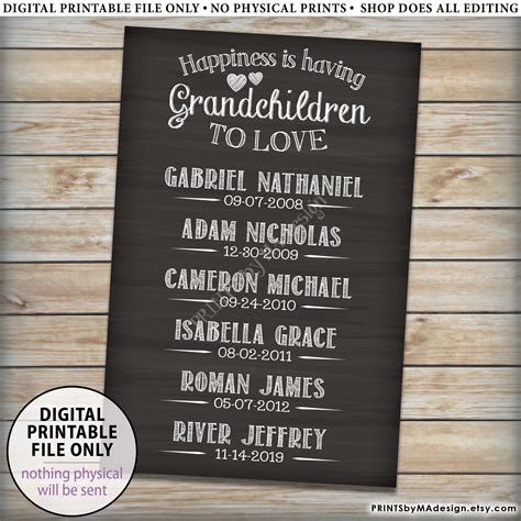 Grandchildren Sign Personalized Grandkids Sign With Names Etsy