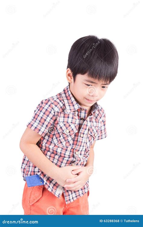 Little Boy Showing Stomach Pain Stock Photo Image Of Sick Miserable