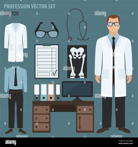 Profession And Occupation Set Doctor S Workplace Medical Staff