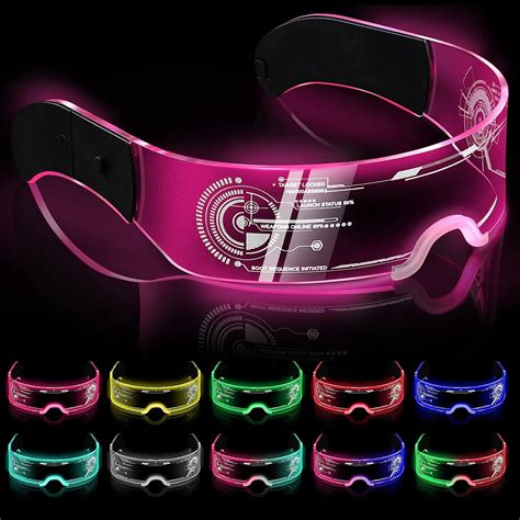 adxco luminous glasses 7 color led light up glasses cyberpunk neon glasses futuristic visor
