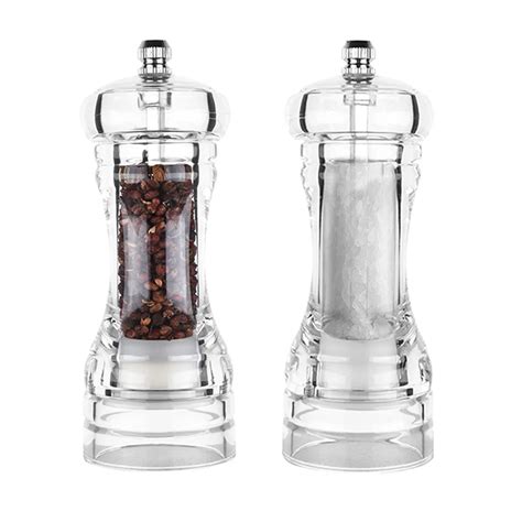 Manual Pepper Mill And Salt Shaker Set Transparent Adjustable Grinder