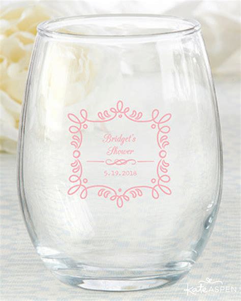 These Tea Party Themed Stemless Wine Glass Favors Hold 9 Ounces Of Your Favor Stemless Wine