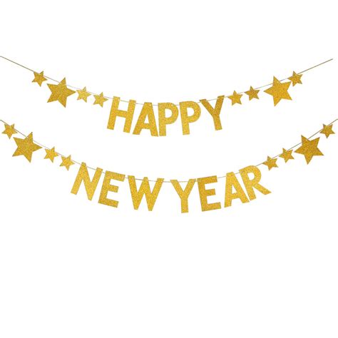 Glitter Gold Happy New Year Banner Party Decoration