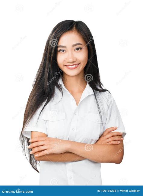 Half Body Portrait Of Young Woman With Oriental Appearance Stock Image