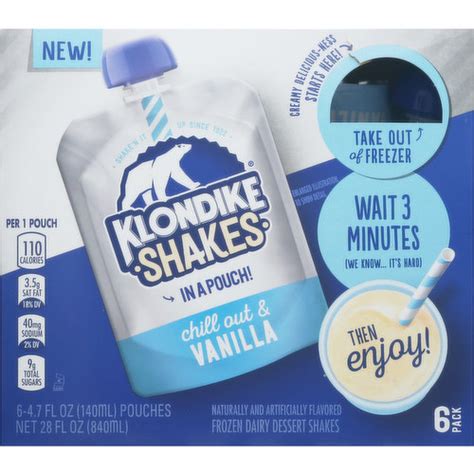 Klondike Frozen Dairy Dessert Shakes Chill Out And Vanilla 6 Pack