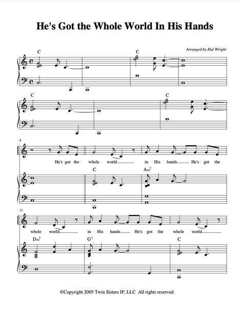 Hes Got The Whole World In His Hands Sheet Music By Teach Simple