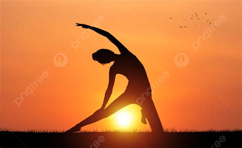Sunset Yoga Exercise Silhouette Background And Picture For Free Download Pngtree