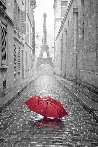 Paris Red Umbrella Photo Mural Tenstickers