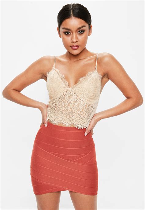 Missguided Petite Nude Lace Cami Top Lyst My XXX Hot Girl