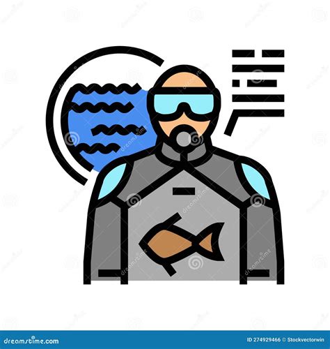 Marine Biologist Worker Color Icon Vector Illustration Stock Vector