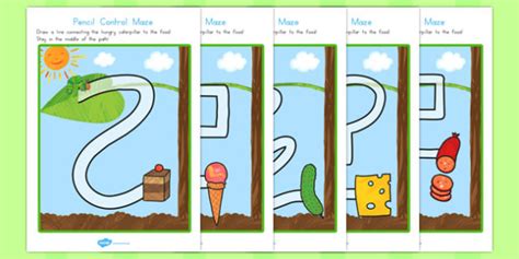 Free Pencil Control Maze Worksheets To Support Teaching On The Very Hungry