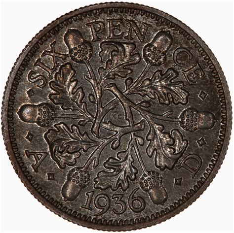 Sixpence 1936 Coin From United Kingdom Online Coin Club