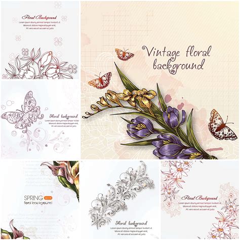 Vintage Floral Background Set Free Download