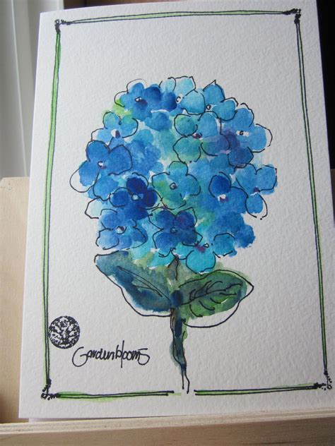 Blue Hydrangea Bloom Watercolor Card Home Watercolor Cards