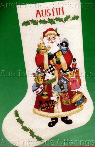 Rare Jorie Martin Father Christmas Crewel Embroidery Stocking Kit