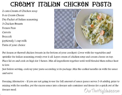 Recipe Creamy Italian Chicken Pasta Our Thrifty Ideas