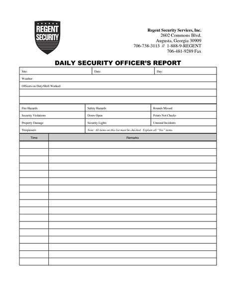 Daily Security Report Template