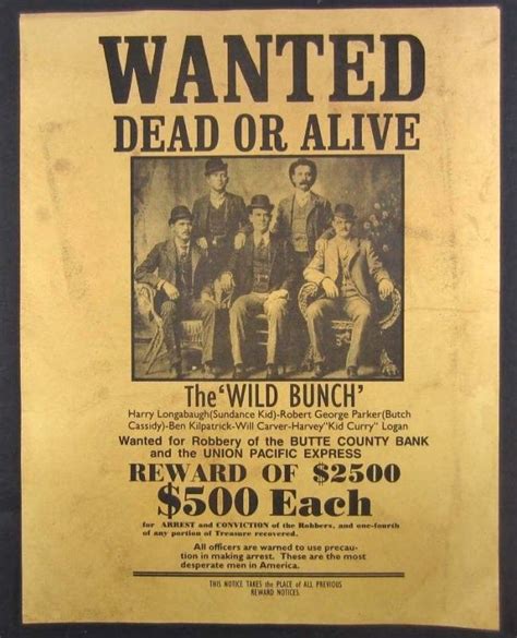Wanted Posters Of The Old West 24 Trading Card Set The Wild Bunch