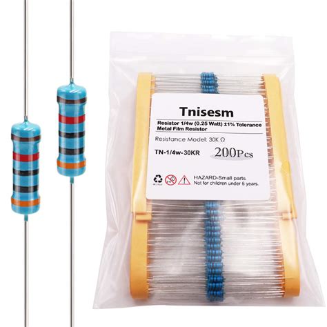 Tnisesm 200pcs Resistor 30k Ohm 14w 025 Watt ±1 Tolerance Metal