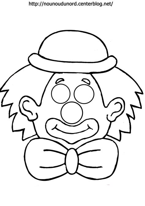 Coloriage clown à imprimer dessin de clown à colorier un clown porte des vêtements colorés et se maquille pour faire rire les gens afin qu'ils passent un moment agréable. Masque Clown à imprimer