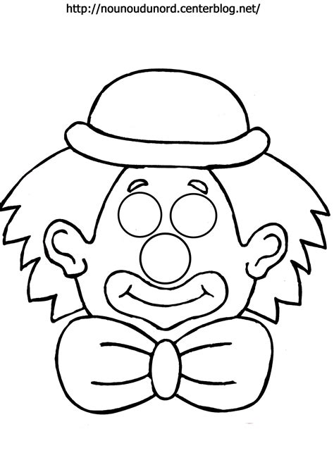 Coloriage #38 de cette thématique. Masque Clown à imprimer