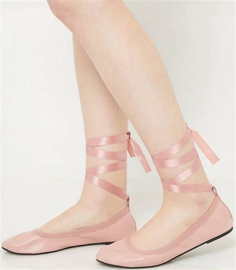 Pink Ballet Flats With Ribbon Pink Ballet Flats Lace Up Ballet Flats