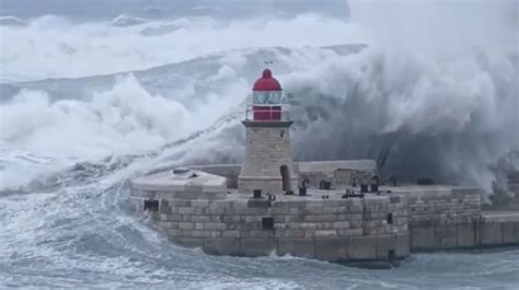 Watch Massive Waves Hitting Lighthouse On Malta Looks Spectacular As